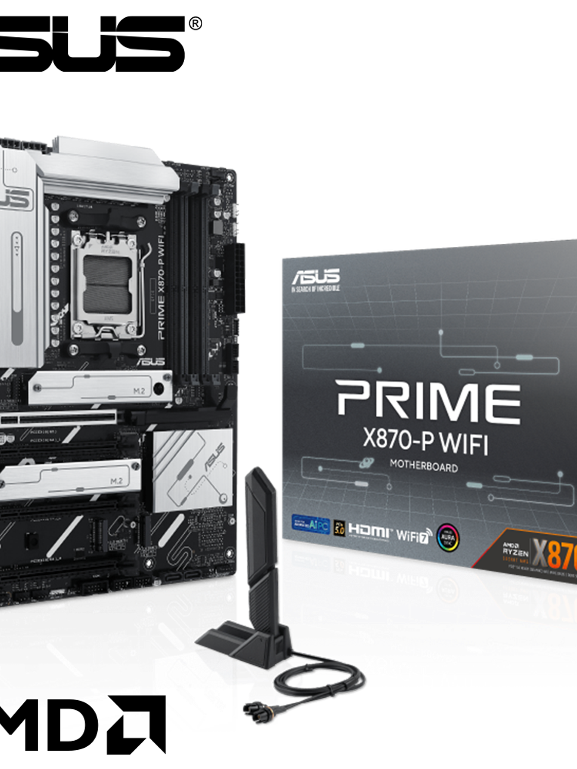 Placa Madre ASUS PRIME X870-P WIFI, Socket AM5, 4x DDR5, 4x M.2, PCI-e 5.0 x16, Wi-Fi, ATX 1