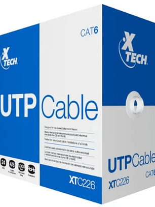 Cable de Red X-Tech XTC-220 Categoria 5E UTP Unifilar 305mts Color GRIS
