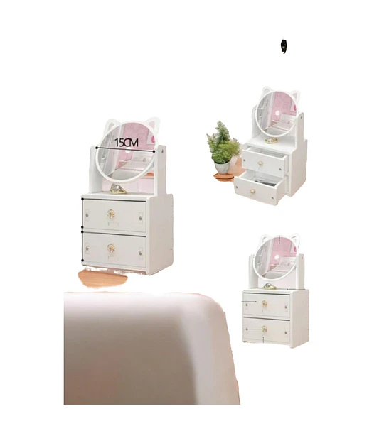 Organizador pequeño con espejo gato ORGANIZADORES
