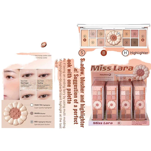 Paleta de Sombras y Iluminadores Rosados y Cafés MISS LARA - MISS LARA | Chuy's Beautys