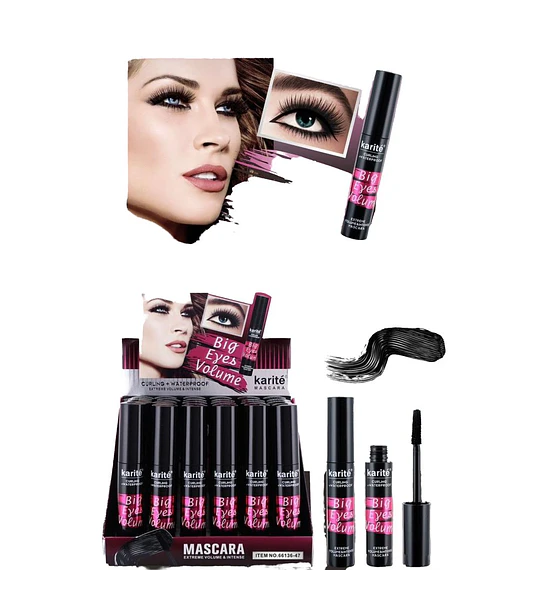Máscara de Pestañas Volumen KISS BEAUTY con Karité Resistente al Agua