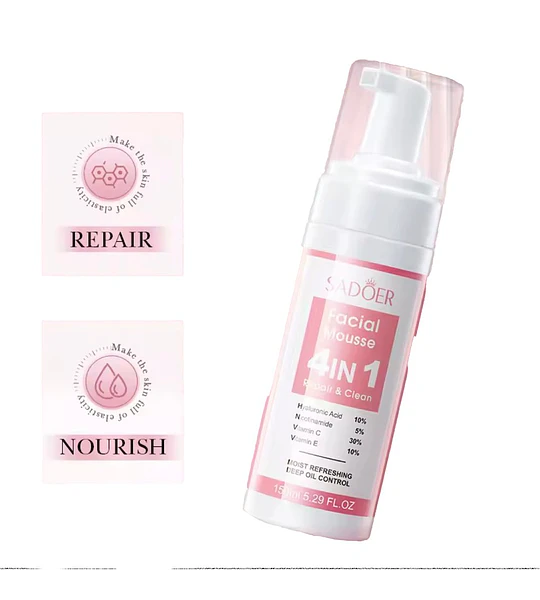 Limpiador Facial Espuma 4 en 1 SADOER Skincare Coreano