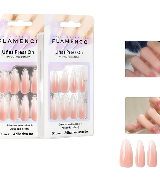 Uñas Press On Acabado Natural Flamenco