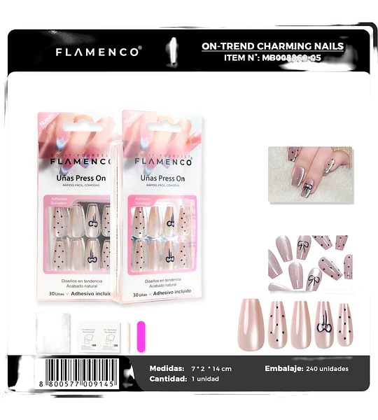 Uñas Press On Elegantes Flamenco