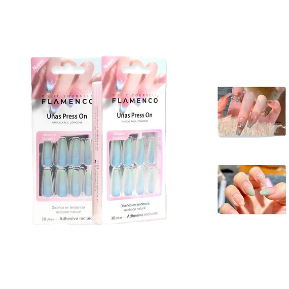 Uñas Press On Flamenco - Diseño Elegante