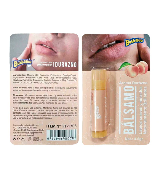 Bálsamo Hidratante Durazno BUBBALUU