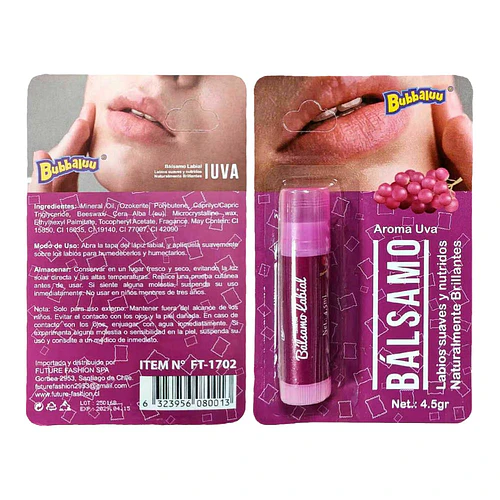 Bálsamo Labial Hidratante BUBBALUU Uva - BUBBALUU | Chuy's Beautys