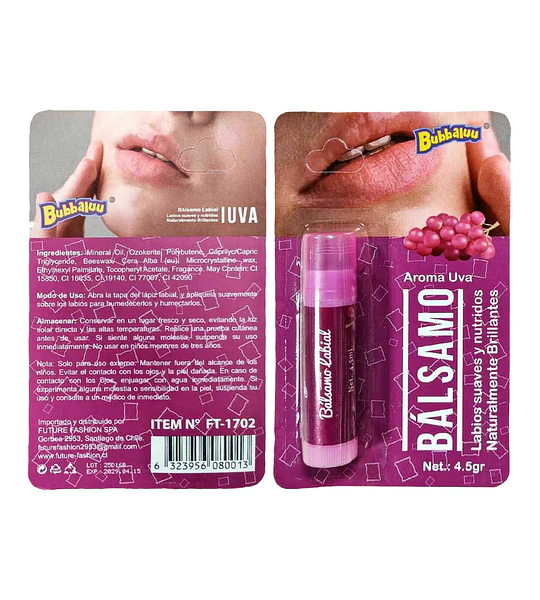 Bálsamo Labial Hidratante BUBBALUU Uva