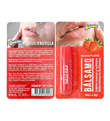 Bálsamo Labial Hidratante Frutilla BUBBALUU - BUBBALUU | Chuy's Beautys Store
