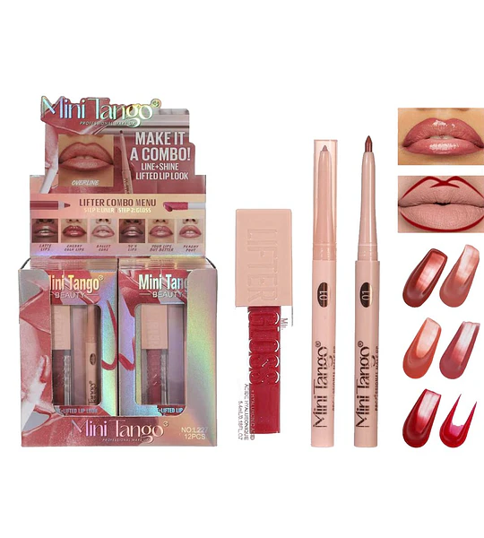Set de labios brillo labial y delineador Kiss Beauty