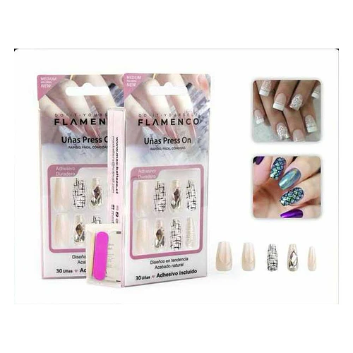 Uñas Press On Flamenco Hipoalergénicas - Flamenco | Chuy's Beautys