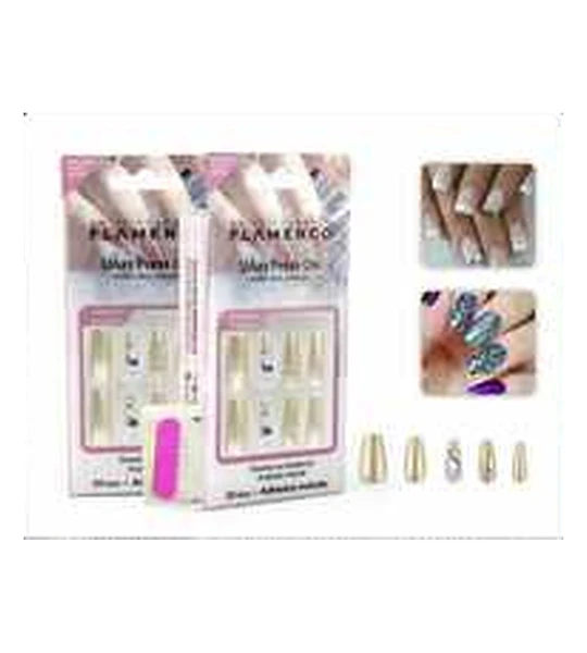 Uñas Press On Flamenco 30 Piezas