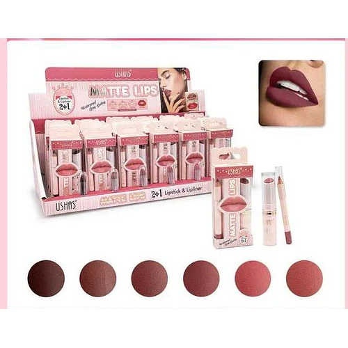 Pack de Labial y delineador de labios USHAS576/24 - FLAMENCO | Chuy's Beautys