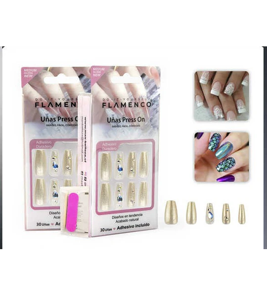 30 piezas de uñas press on