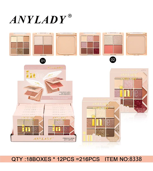 Paleta de Sombras 3 en 1 Chuys Beautys con Rubor e Iluminador