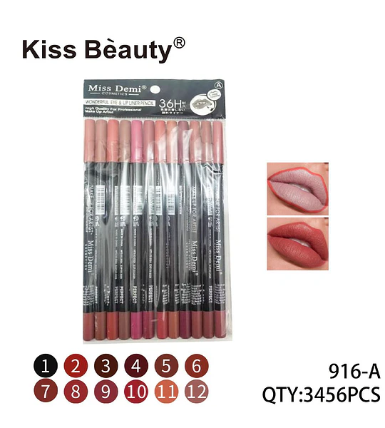 Lápiz delineador de labios mate Chuys Beautys 12 tonos