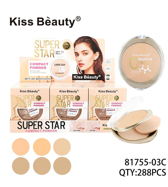 Polvo Compacto Colágeno Chuys Beautys - Base de Maquillaje Hidratante