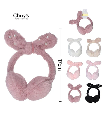 Diadema de Peluche con Lazos y Perlas - Chuys Beautys | Chuy's Beautys Store
