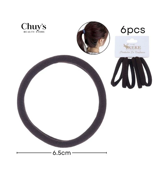 Coletas de Cabello Negras (6 Piezas)