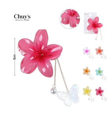 Pinza Para Cabello Flor Rosa - Chuys Beautys | Chuy's Beautys Store