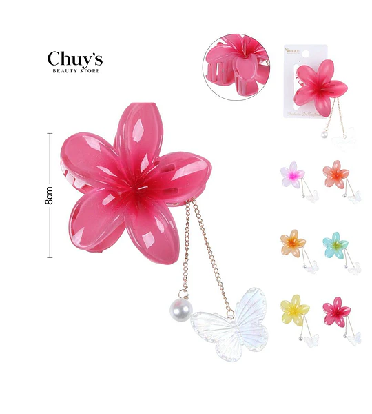 Pinza Para Cabello Flor Rosa