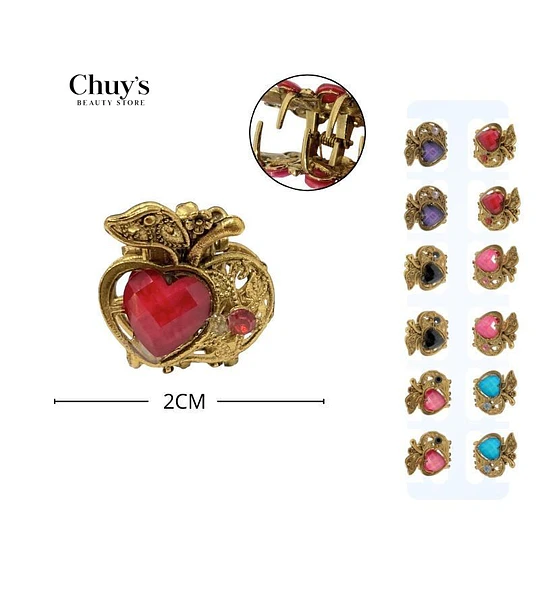 Broche Corazón con Detalles Dorados