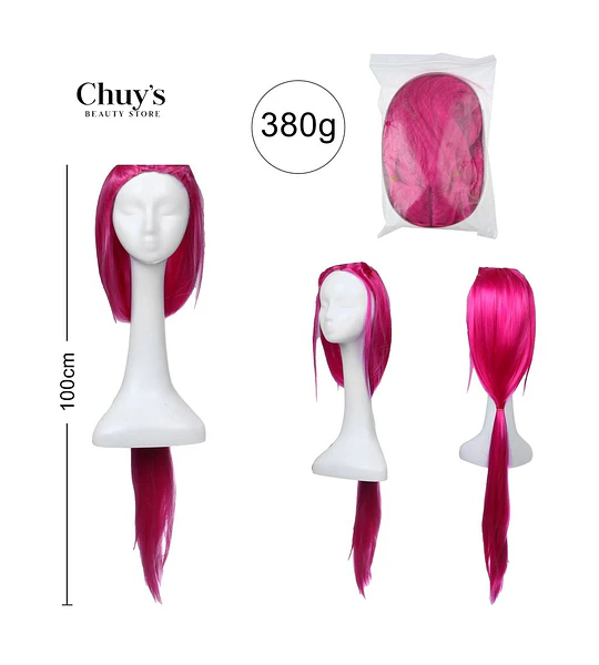 Peluca Larga Rosa Fucsia