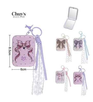 Espejo Compacto con Llavero y Borlas - Chuys Beautys | Chuy's Beautys Store