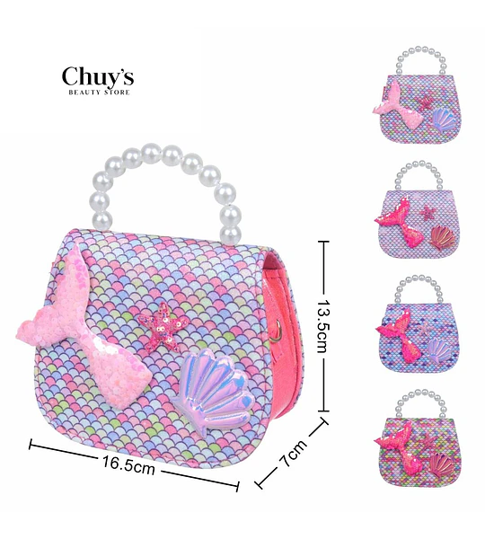 Bolso De Mano Con Perlas Y Diseño Marino