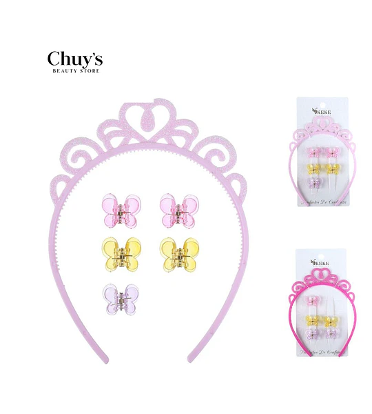 Diadema Princesa con Pinzas Mariposa