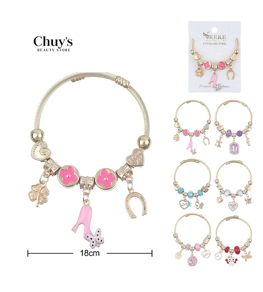 Pulsera Con Charms De Acero Inoxidable