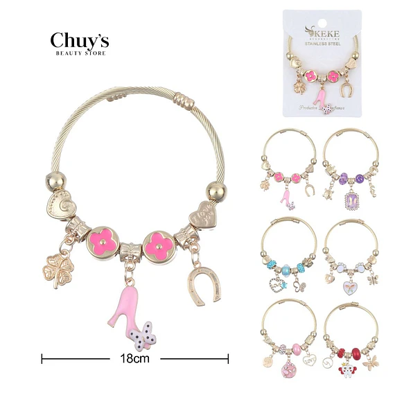 Pulsera Con Charms De Acero Inoxidable
