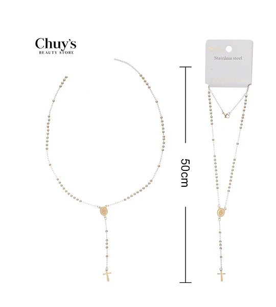 Collar De Acero Inoxidable Con Cruz