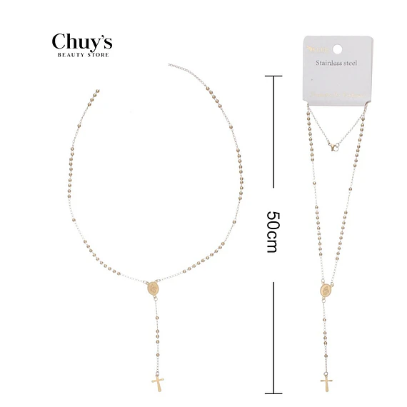 Collar De Acero Inoxidable Con Cruz