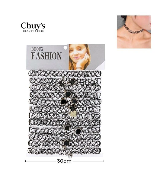 Collar Choker Negro Con Detalles