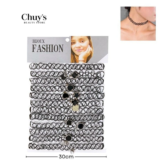 Collar Choker Negro Con Detalles