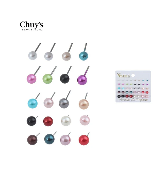 Pendientes De Perlas Coloreadas