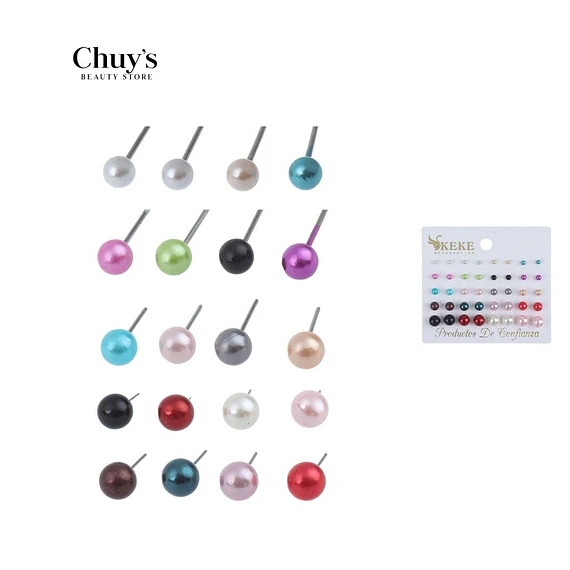 Pendientes De Perlas Coloreadas