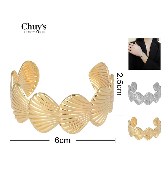 Pulsera Abierta de Diseño Ondulado