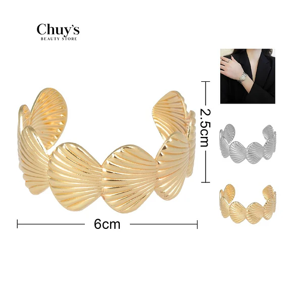 Pulsera Abierta de Diseño Ondulado