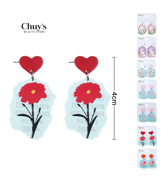 Pendientes Flores con Corazón