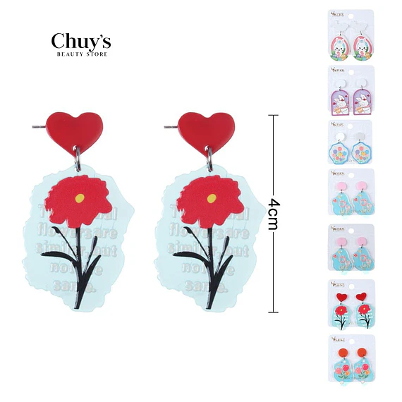 Pendientes Flores con Corazón