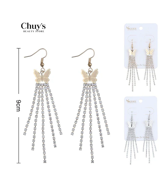 Pendientes Largos Con Mariposa