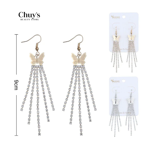 Pendientes Largos Con Mariposa