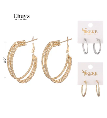 Aros Doble Capa Brillantes - Chuys Beautys | Chuy's Beautys Store