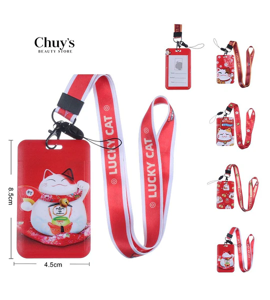 Lanyard Con Porta Credencial Lucky Cat