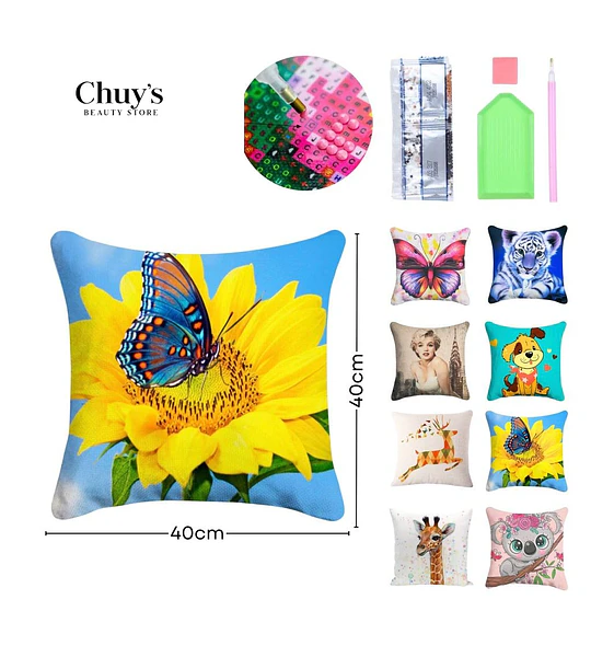 Cojín Decorativo con Diseño de Mariposa y Girasol