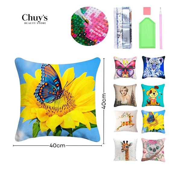 Cojín Decorativo con Diseño de Mariposa y Girasol