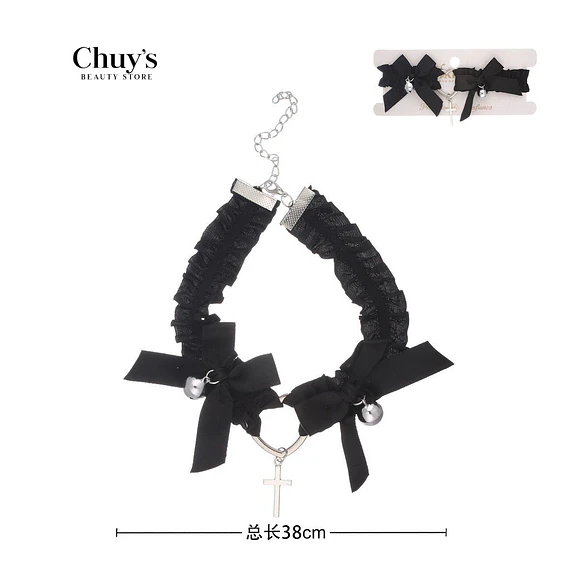 Collar De Raso Con Cruces Y Lazos