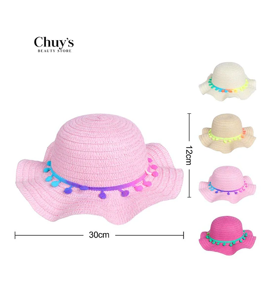 Sombrero De Playa Con Pompones